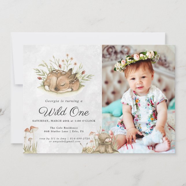 Woodland Deer | Forest Birthday Party Invitation (Front)