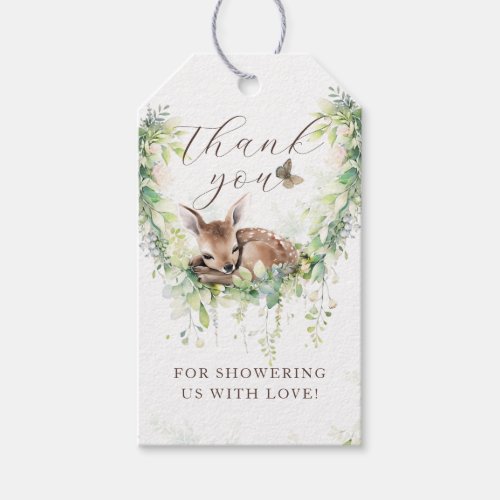 Woodland Deer Forest Greenery Baby Boy Shower Gift Tags