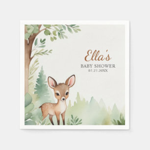 Woodland Deer Forest Neutral Baby Shower Party Napkins