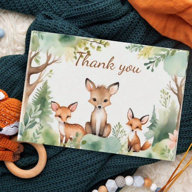 Woodland Deer Forest Neutral Baby Shower  Thank You Card (Creator Uploaded)