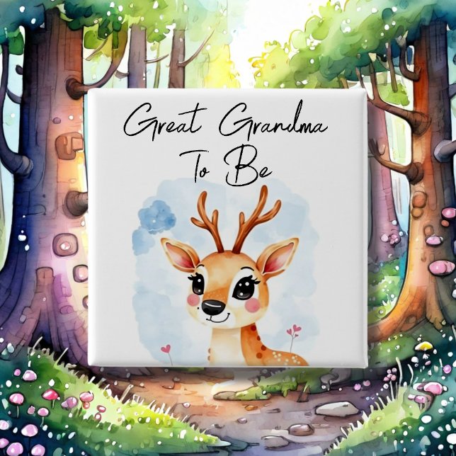 Woodland Deer Great Grandma To Be Baby Shower Button (Creator Uploaded)