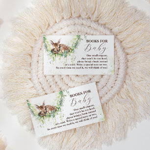 Woodland Deer Greenery Baby Boy Shower Books Enclosure Card