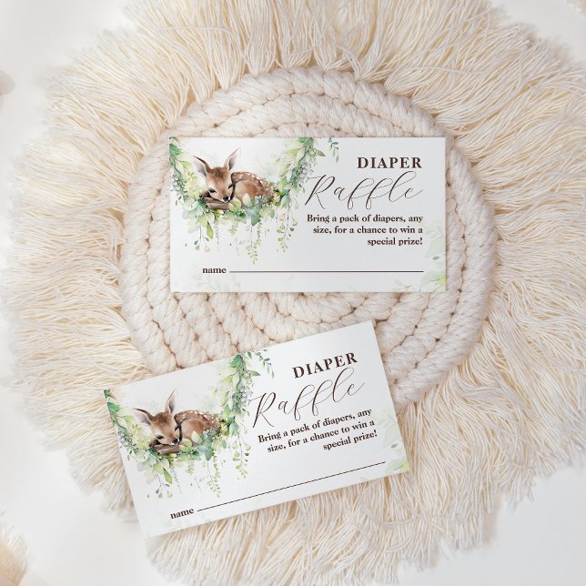 Woodland Deer Greenery Baby Boy Shower Diaper Enclosure Card (Creator Uploaded)