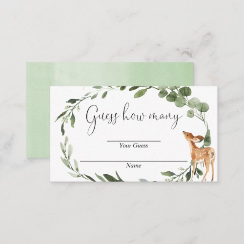 Woodland Deer Guess how many baby shower cards