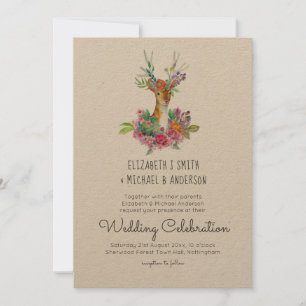 Woodland Deer Illustrated Wedding Invitations