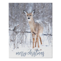 Woodland Deer In Winter Snow Christmas