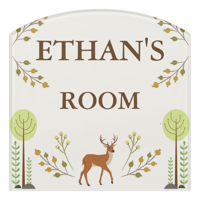 Woodland Deer Kids Room Door Sign (Contour Front)