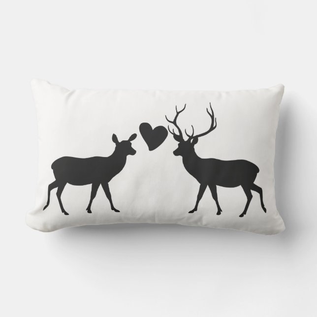 Woodland Deer Love with Names Lumbar Pillow (Front)