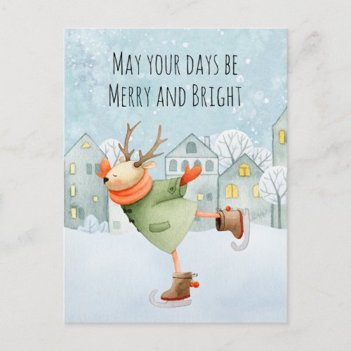 Woodland Deer Merry and Bright Holiday Card