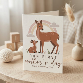 Woodland Deer Mom Baby First Mothers Day Calm Love Card