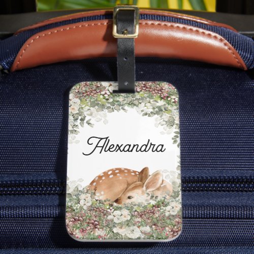  Woodland Deer Monogram Name Stroller Backpack tag