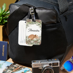 Woodland Deer Monogram Name Stroller Backpack tag