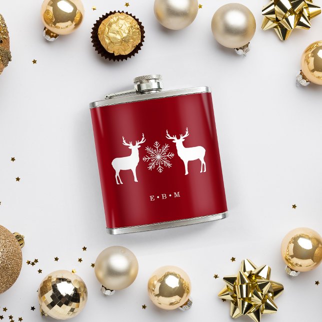 Woodland Deer Monogrammed Christmas Flask (Creator Uploaded)