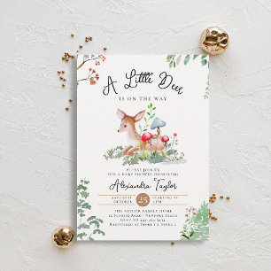Woodland Deer Mushrooms Greenery Magic Baby Shower Invitation