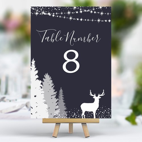 Woodland Deer Navy Table Number