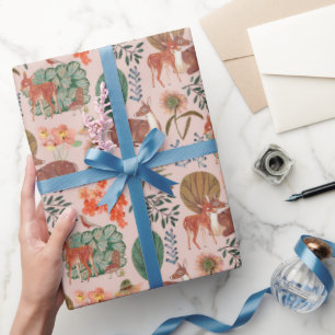 Woodland deer pattern wrapping paper