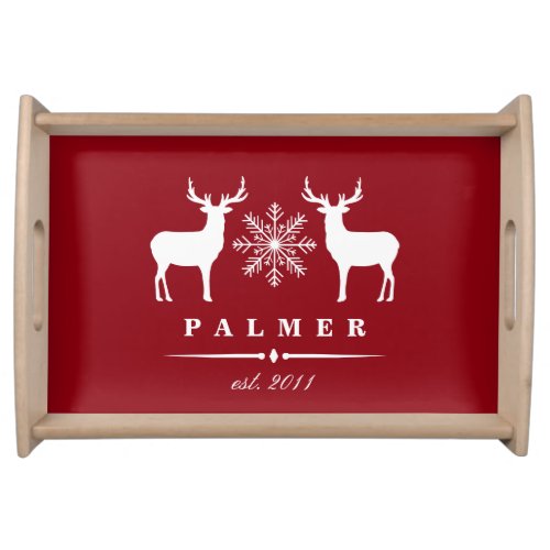 Woodland Deer Personalized Family Name Serving Tray