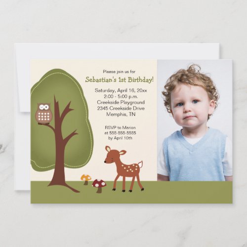 Woodland Deer *PHOTO* Birthday 5x7 Invite