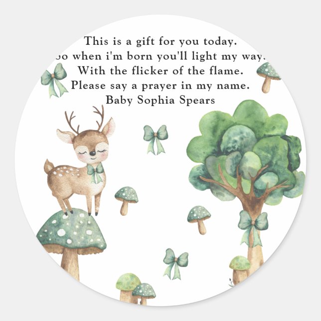 Woodland Deer - Prayer candle label (Front)