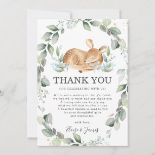 Woodland Deer Rustic Greenery Boy Baby Shower Thank You Card