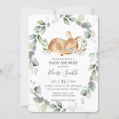 Woodland Deer Rustic Greenery Leafy Baby Shower Invitation (Front)