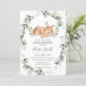 Woodland Deer Rustic Greenery Leafy Baby Shower Invitation (Standing Front)
