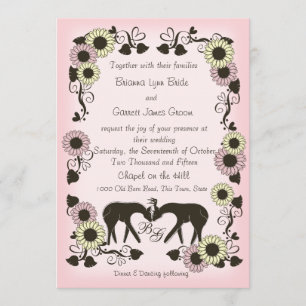 Woodland Deer Soft Pink Enchantment Wedding Invitation