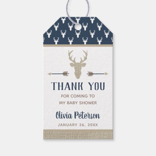 Woodland Deer Thank You Tag Antlers Baby Shower Gift Tags