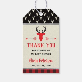 Woodland Deer Thank You Tag  Antlers  Baby Shower Gift Tags by DeReimerDeSign at Zazzle