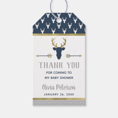 Woodland Deer Thank You Tag Antlers Baby Shower Gift Tags