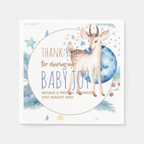 Woodland Deer Twinkle Star Thank You Baby Shower Napkins