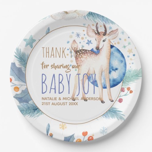 Woodland Deer Twinkle Star Thank You Baby Shower Paper Plates