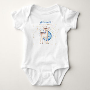 Woodland Deer Twinkle Stars Baby NAME Gift Floral Baby Bodysuit