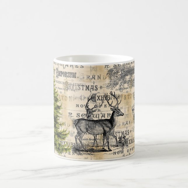 Woodland Deer Vintage Christmas Mug (Center)