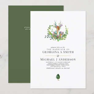 Woodland Deer WEDDING Invitation Watercolor