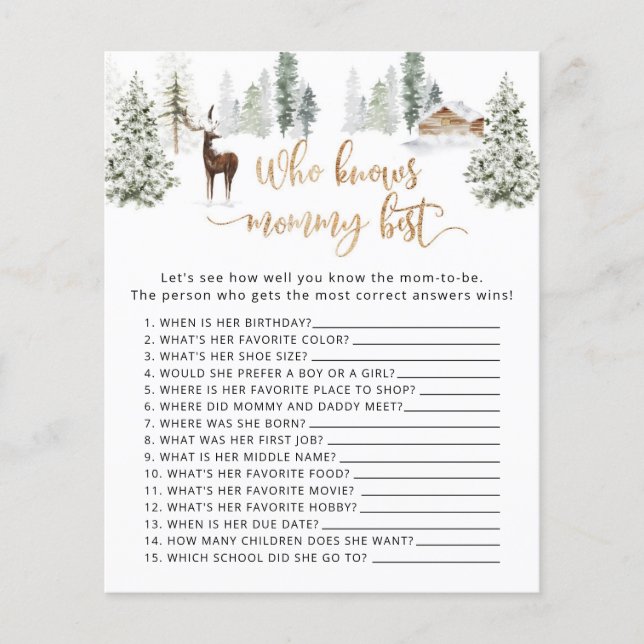 Woodland deer Who knows mommy best game (Front)