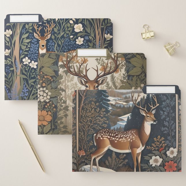 Woodland Deer William Morris Inspired File Folder (Set)