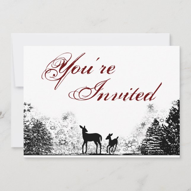 Woodland Deer Winter Baby Shower Invitation (Front)