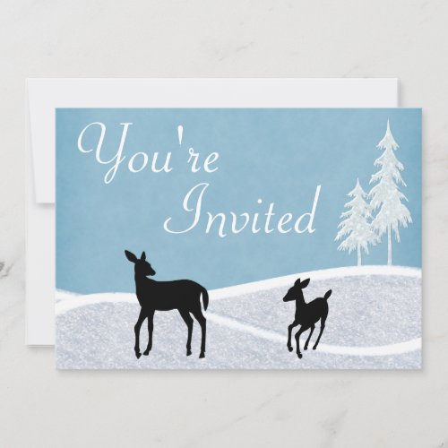 Woodland Deer Winter Baby Shower Invitation