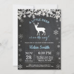 Woodland Deer Winter Boy Baby Shower Invitation<br><div class="desc">Woodland Deer Winter Boy Baby Shower Invitation. White Snowflake. Boy Baby Shower Invitation. Blue Winter Holiday Baby Shower Invite. Chalkboard Background. Black and White. For further customization,  please click the "Customize it" button and use our design tool to modify this template.</div>
