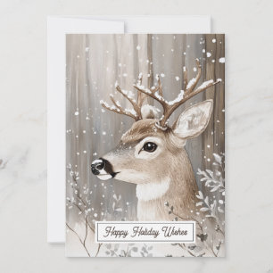 Woodland Deer Winter Holiday Card