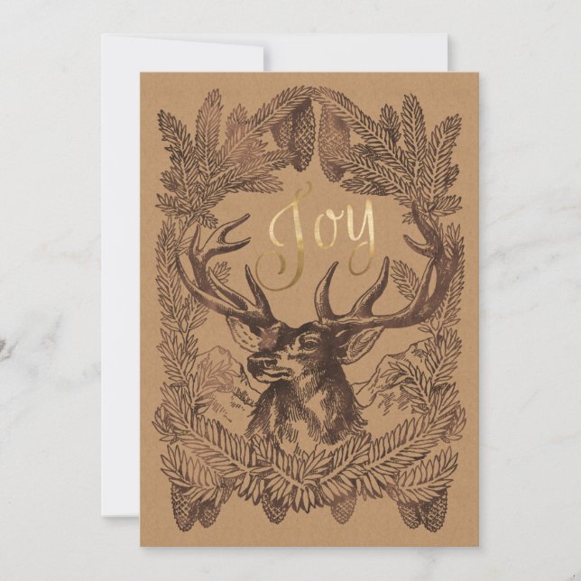 Woodland Deer Winter Holiday Season's Greetings (Front)