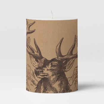 Woodland Deer Winter Rustic Country Christmas Pillar Candle by PineAndBerry at Zazzle