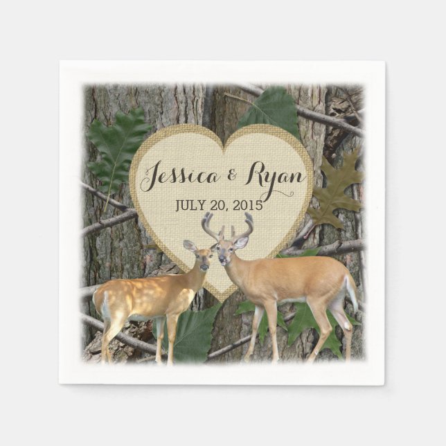 Woodland Deer with Heart Napkins (Front)