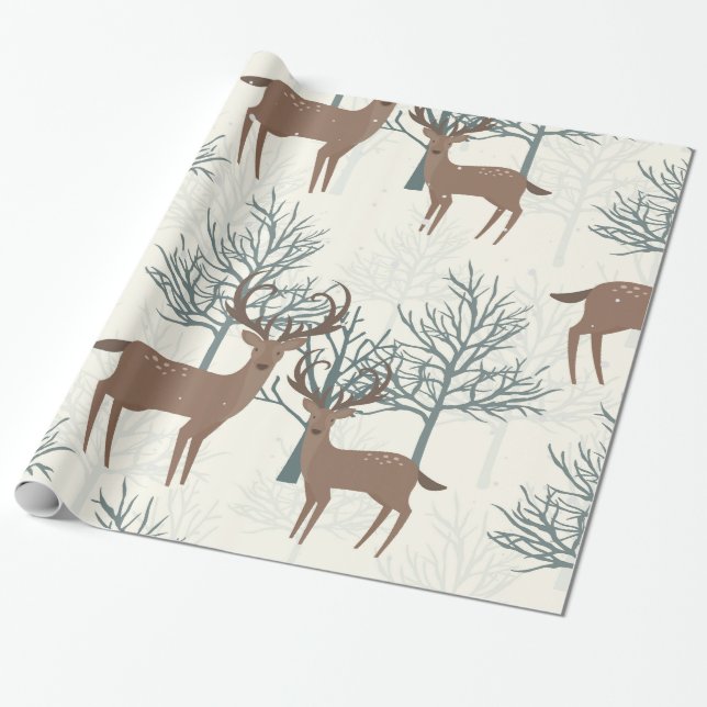 Woodland Deer Wrapping Paper (Unrolled)