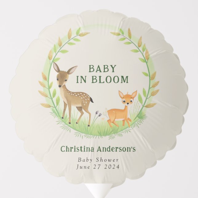 Woodland Deers Forest Wreath Cute Baby Shower Balloon (Front)
