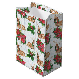 Woodland Deers In Watercolor Christmas Medium Gift Bag
