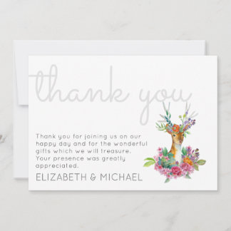 Woodland DeerThank You Wedding Card