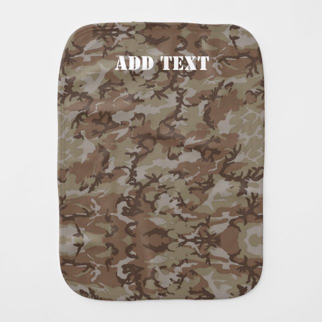 Woodland Desert Military Camouflage Baby Burp Cloth (Front)