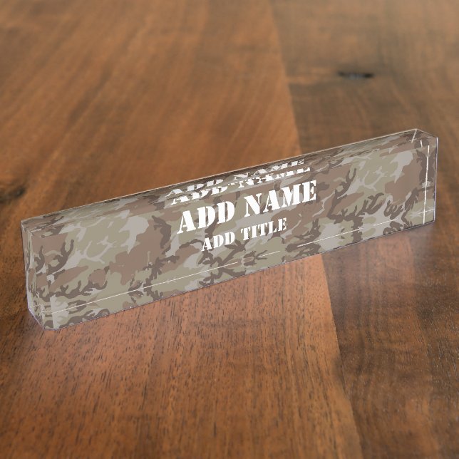 Woodland Desert Military Camouflage Desk Name Plate (Side)